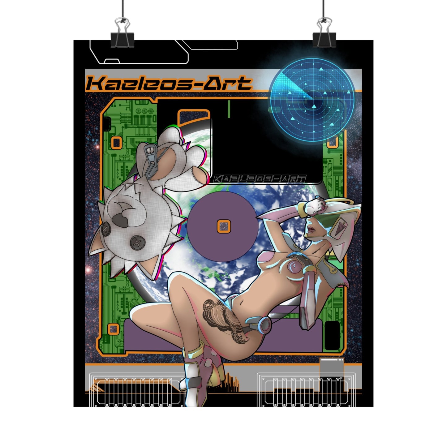 Retro Space Gal Matte Poster