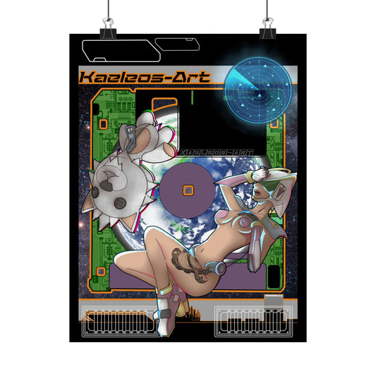 Retro Space Gal Matte Poster